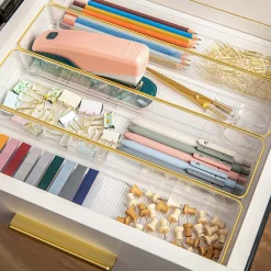 Martha Stewart Kerry Plastic Stackable Office Desk Drawer Organizers, 2