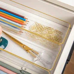 Martha Stewart Kerry Plastic Stackable Office Desk Drawer Organizers, 2