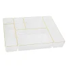 Martha Stewart Kerry Plastic Stackable Office Desk Drawer 6-Piece Organizer Set, Clear/Gold Trim