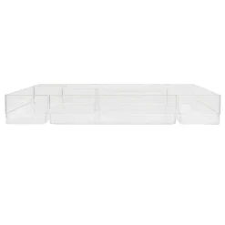 Martha Stewart Kerry Plastic Stackable Office Desk Drawer 6-Piece Organizer Set, Clear/Gold Trim