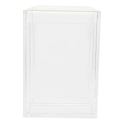 Martha Stewart Kerry Plastic 4-Compartment Pen Holder Office Desktop Organizer, 3-3/4"H x 2-3/4"W x 8-3/4"D, Clear/Gold Trim