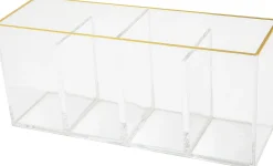 Martha Stewart Kerry Plastic 4-Compartment Pen Holder Office Desktop Organizer, 3-3/4