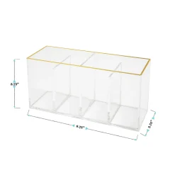 Martha Stewart Kerry Plastic 4-Compartment Pen Holder Office Desktop Organizer, 3-3/4