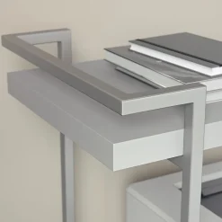 Martha Stewart Liam 2-Tier Office Storage And Printer Cart, Gray/Brushed Nickel
