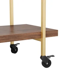 Martha Stewart Liam 2-Tier Office Storage And Printer Cart, Walnut/Polished Brass