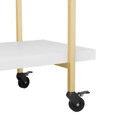 Martha Stewart Liam 2-Tier Office Storage And Printer Cart, White/Polished Brass
