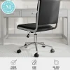 Martha Stewart Lulu Upholstered Office Chair, Black Faux Leather/Polished Nickel Frame