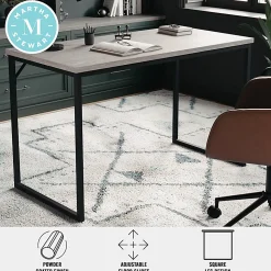 Martha Stewart Noah 47.25"W Home Office Parsons Computer Desk With Metal Frame, Gray/Oil Rubbed Bronze