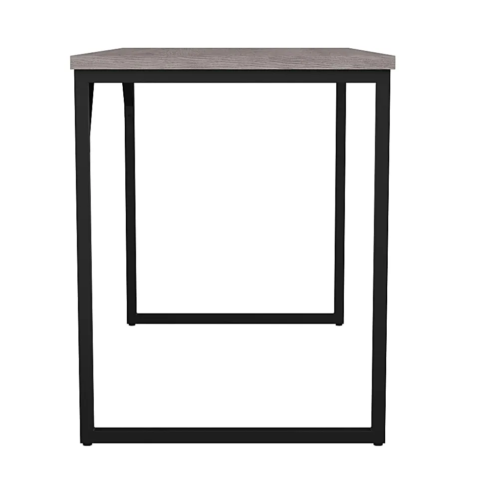 Martha Stewart Noah 47.25"W Home Office Parsons Computer Desk With Metal Frame, Gray/Oil Rubbed Bronze