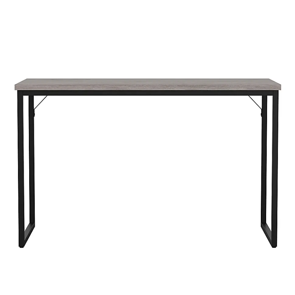 Martha Stewart Noah 47.25"W Home Office Parsons Computer Desk With Metal Frame, Gray/Oil Rubbed Bronze