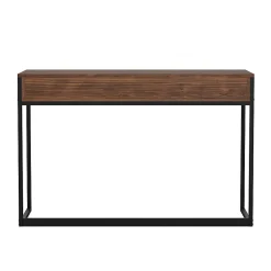 Martha Stewart Ollie Home 47-1/4"W Office Computer Desk With 3 Drawers, Walnut/Oil Rubbed Bronze