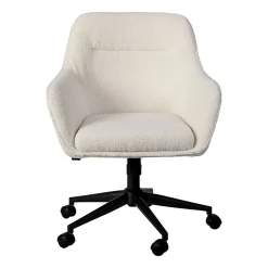 Martha Stewart Rayna Fabric Upholstered Mid-Back Office Task Chair, White/Oil-Rubbed Bronze