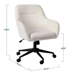 Martha Stewart Rayna Fabric Upholstered Mid-Back Office Task Chair, White/Oil-Rubbed Bronze