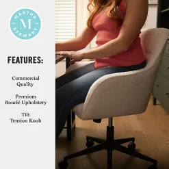 Martha Stewart Rayna Fabric Upholstered Mid-Back Office Task Chair, White/Oil-Rubbed Bronze