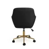 Martha Stewart Rayna Faux Leather Upholstered Office Chair, Black Faux Leather/Polished Brass Frame