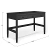 Martha Stewart Rhett Home Office 3 Drawer Desk with Tapered Legs, Black Frame/Oil Rubbed Bronzed Hardware