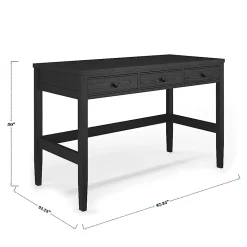 Martha Stewart Rhett Home Office 3 Drawer Desk with Tapered Legs, Black Frame/Oil Rubbed Bronzed Hardware
