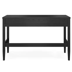 Martha Stewart Rhett Home Office 3 Drawer Desk with Tapered Legs, Black Frame/Oil Rubbed Bronzed Hardware