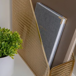 Martha Stewart Ryder Mesh Metal Single-Slot Magazine File Holder Desktop Organizer, 11-1/2"H x 3-3/4"W x 9-3/4"D, Gold