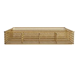 Martha Stewart Ryder Mesh Metal 6-Compartment Larger Desk Drawer Organizer, 2-1/4"H x 14-3/4"W x 12-1/4"D, Gold
