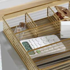 Martha Stewart Ryder Mesh Metal 6-Compartment Larger Desk Drawer Organizer, 2-1/4