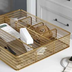 Martha Stewart Ryder Mesh Metal 6-Compartment Larger Desk Drawer Organizer, 2-1/4