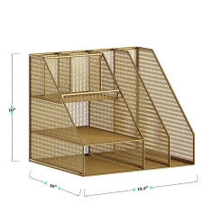 Martha Stewart Ryder Mesh Metal Large Desktop Organizer With Magazine File Holder, Pen Holder And Storage, 10