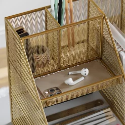 Martha Stewart Ryder Mesh Metal Large Desktop Organizer With Magazine File Holder, Pen Holder And Storage, 10