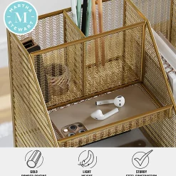 Martha Stewart Ryder Mesh Metal Large Desktop Organizer With Magazine File Holder, Pen Holder And Storage, 10