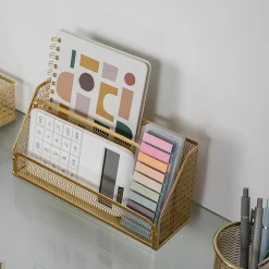 Martha Stewart Ryder Mesh Metal 6-Piece Desktop Organizer Set, Gold