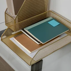 Martha Stewart Ryder Mesh Metal 6-Piece Desktop Organizer Set, Gold