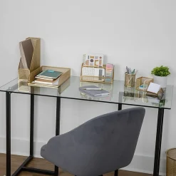 Martha Stewart Ryder Mesh Metal 6-Piece Desktop Organizer Set, Gold