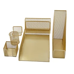 Martha Stewart Ryder Mesh Metal 6-Piece Desktop Organizer Set, Gold