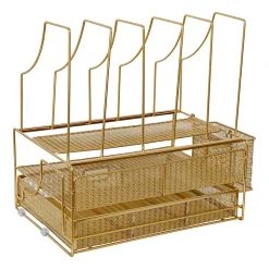 Martha Stewart Ryder Mesh Metal Large Desktop Organizer With Paper File Letter Holder And Drawer, 7