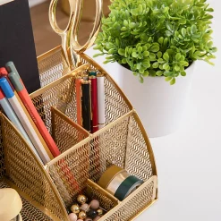 Martha Stewart Ryder Mesh Metal Small Desktop Organizer With Pen Holder And Drawer, 5