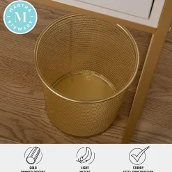 Martha Stewart Ryder Mesh Metal Trash Can, 4.5 Gallon, Gold