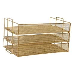 Martha Stewart Ryder 3-Tier Stackable Steel Mesh Desk Letter Tray Organizer, 7-3/4