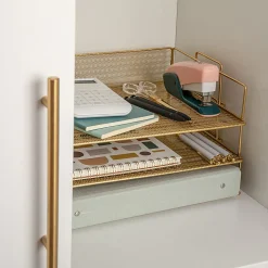 Martha Stewart Ryder 3-Tier Stackable Steel Mesh Desk Letter Tray Organizer, 7-3/4