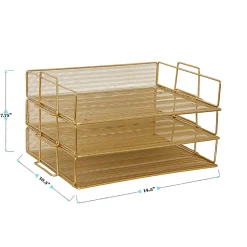 Martha Stewart Ryder 3-Tier Stackable Steel Mesh Desk Letter Tray Organizer, 7-3/4