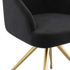 Martha Stewart Sora Upholstered Mid-Back Stationary Office Task Chair, Velvet, Black/Polished Nickel