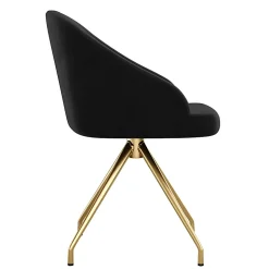 Martha Stewart Sora Upholstered Mid-Back Stationary Office Task Chair, Velvet, Black/Polished Nickel