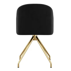 Martha Stewart Sora Upholstered Mid-Back Stationary Office Task Chair, Velvet, Black/Polished Nickel