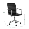 Martha Stewart Taytum Faux Leather Upholstered Mid-Back Executive Office Chair, Black/Polished Nickel