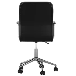 Martha Stewart Taytum Faux Leather Upholstered Mid-Back Executive Office Chair, Black/Polished Nickel
