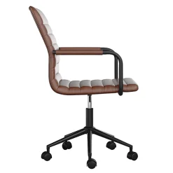 Martha Stewart Taytum Faux Leather Upholstered Mid-Back Executive Office Chair, Saddle Brown/Oil-Rubbed Bronze