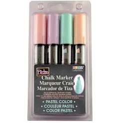 Marvy Uchida Bistro Chalk Markers, Chisel Tip, Assorted Colors, 4 Pens Per Pack, Set Of 2 Packs