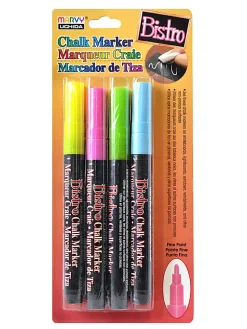 Marvy® Uchida Bistro Chalk Markers, Fine Point, Fluorescent, Set Of 4 Markers