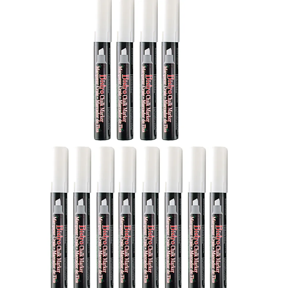 Marvy Uchida Chisel Tip Chalk Marker, White, Pack of 12
