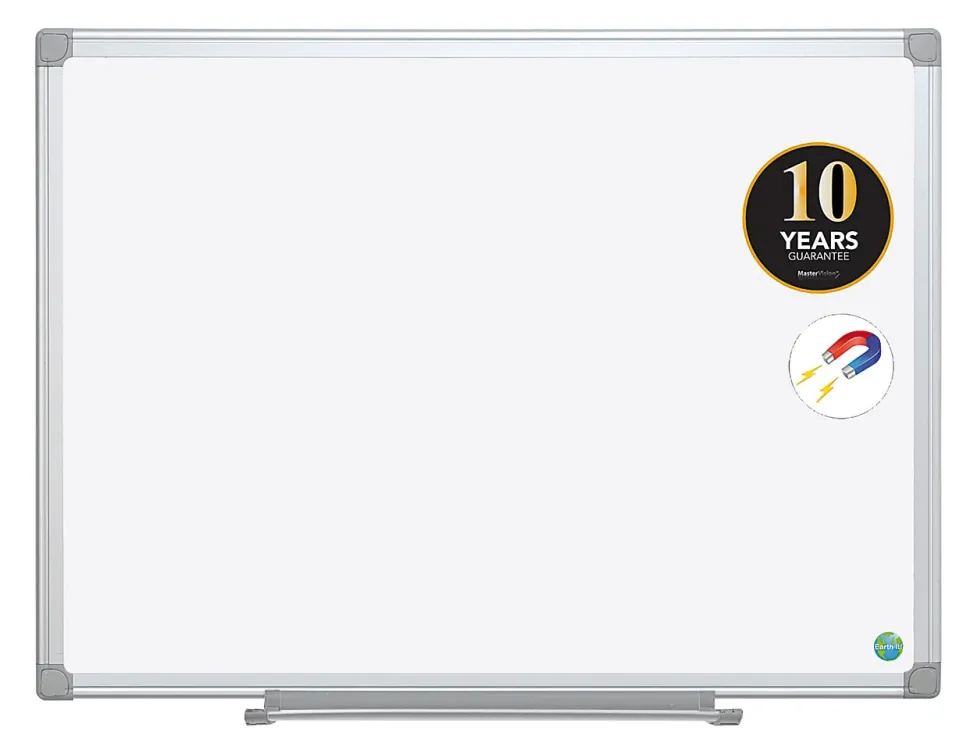 MasterVision® Earth Gold Ultra Magnetic Dry-Erase Whiteboard, 48" x 36", 45% Recycled, Aluminum Frame With Silver Finish