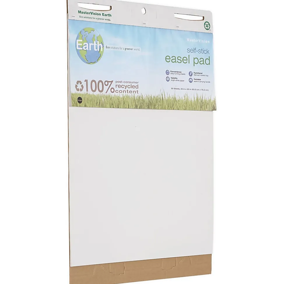 MasterVision™ Earth 100% Recycled Self-Stick Easel Pads, 25" x 30", White, 30 Sheets, Pack Of 2